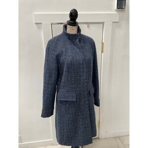 Lands' End women's blue White nubby tweed texture wool-blend coat size 10Tall